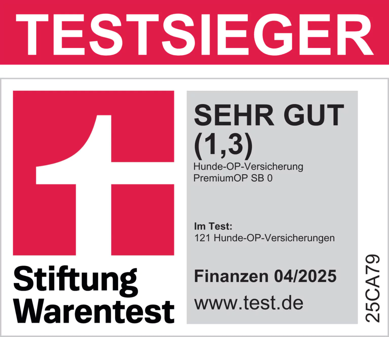 Stiftung Warentest – Testsieger, Sehr Gut (1,3)